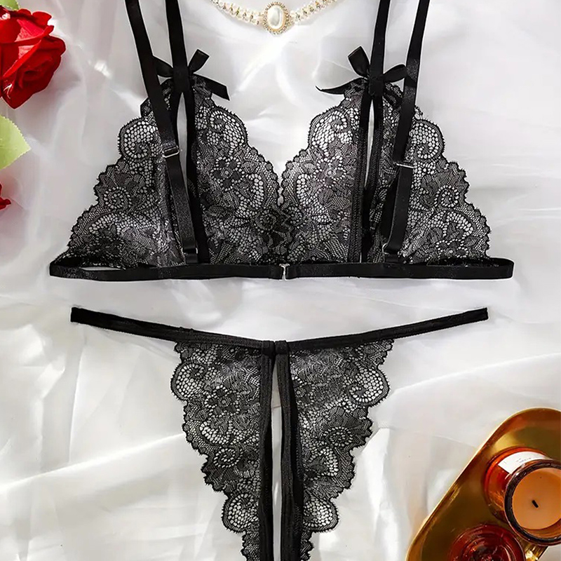 أسود حار Crotchless مثير النسا - مراجعة Sheer Bra Lace وسعره